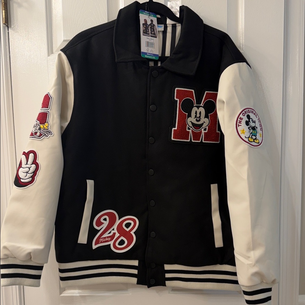 NWT Black and White Mickey Mouse Varsity Jacket